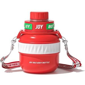 Bottle Joy 16oz Red Stainless Steel Water Bottle with Strap